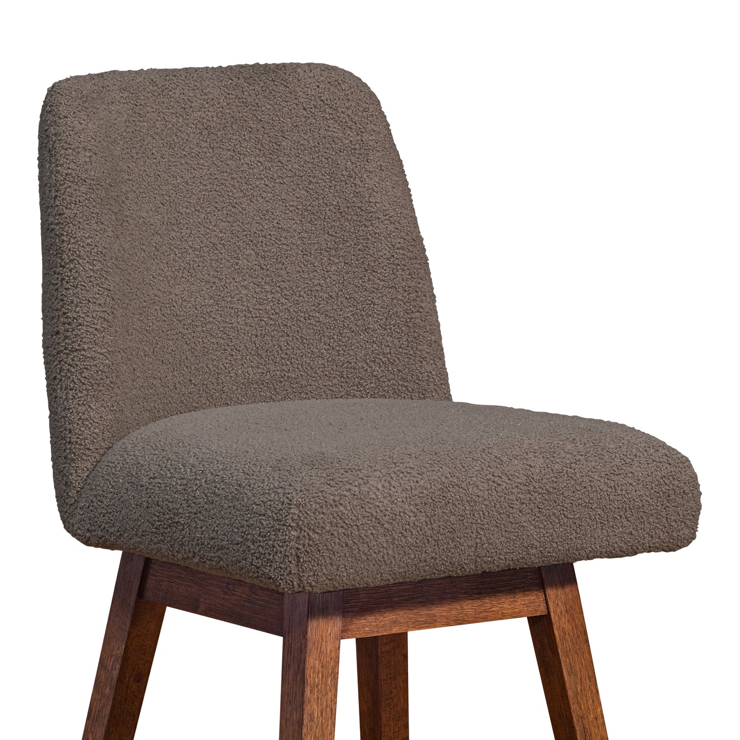 Amalie Swivel Bar and Counter Stool in Oak Wood Finish with Fabric Upholstery