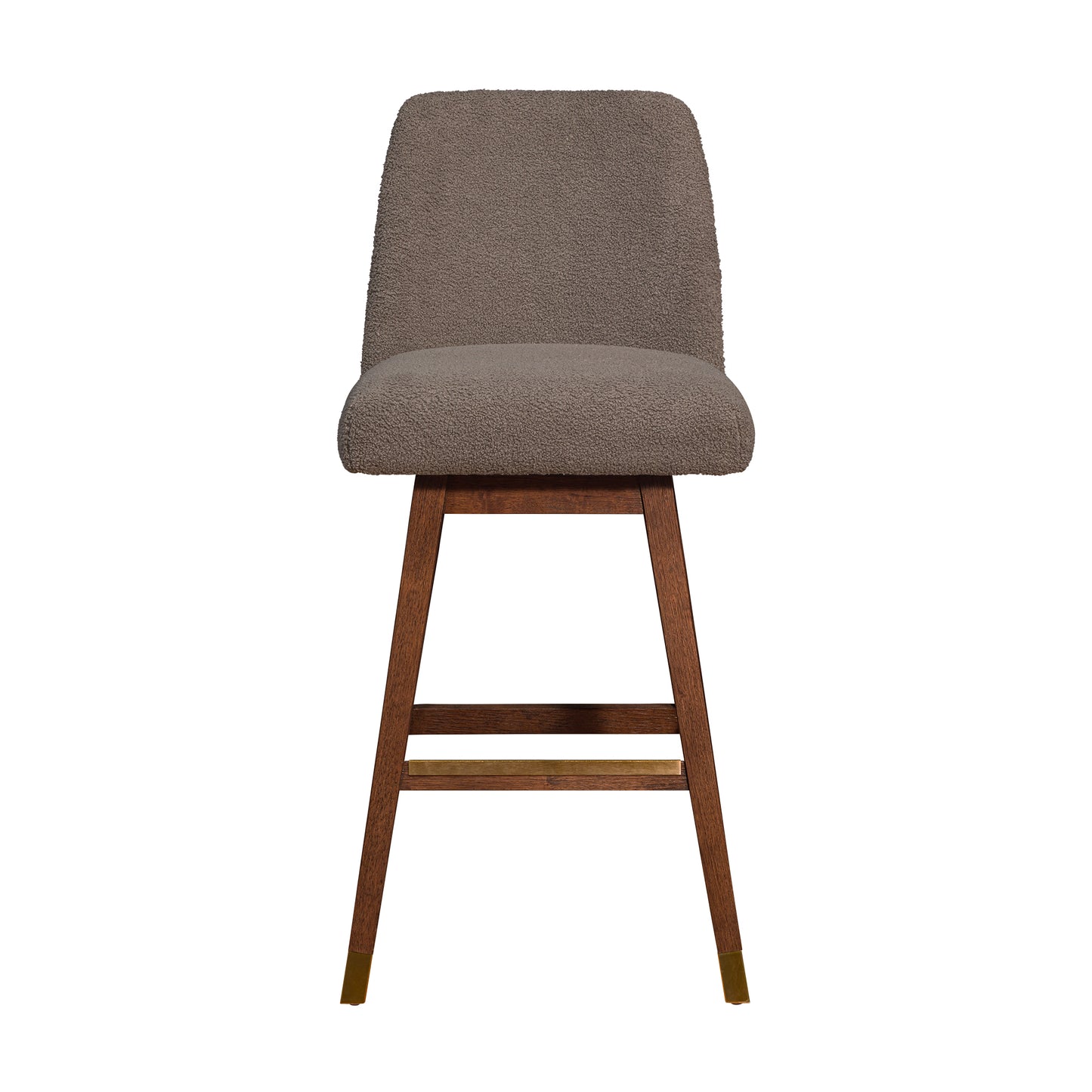 Amalie Swivel Bar and Counter Stool in Oak Wood Finish with Fabric Upholstery