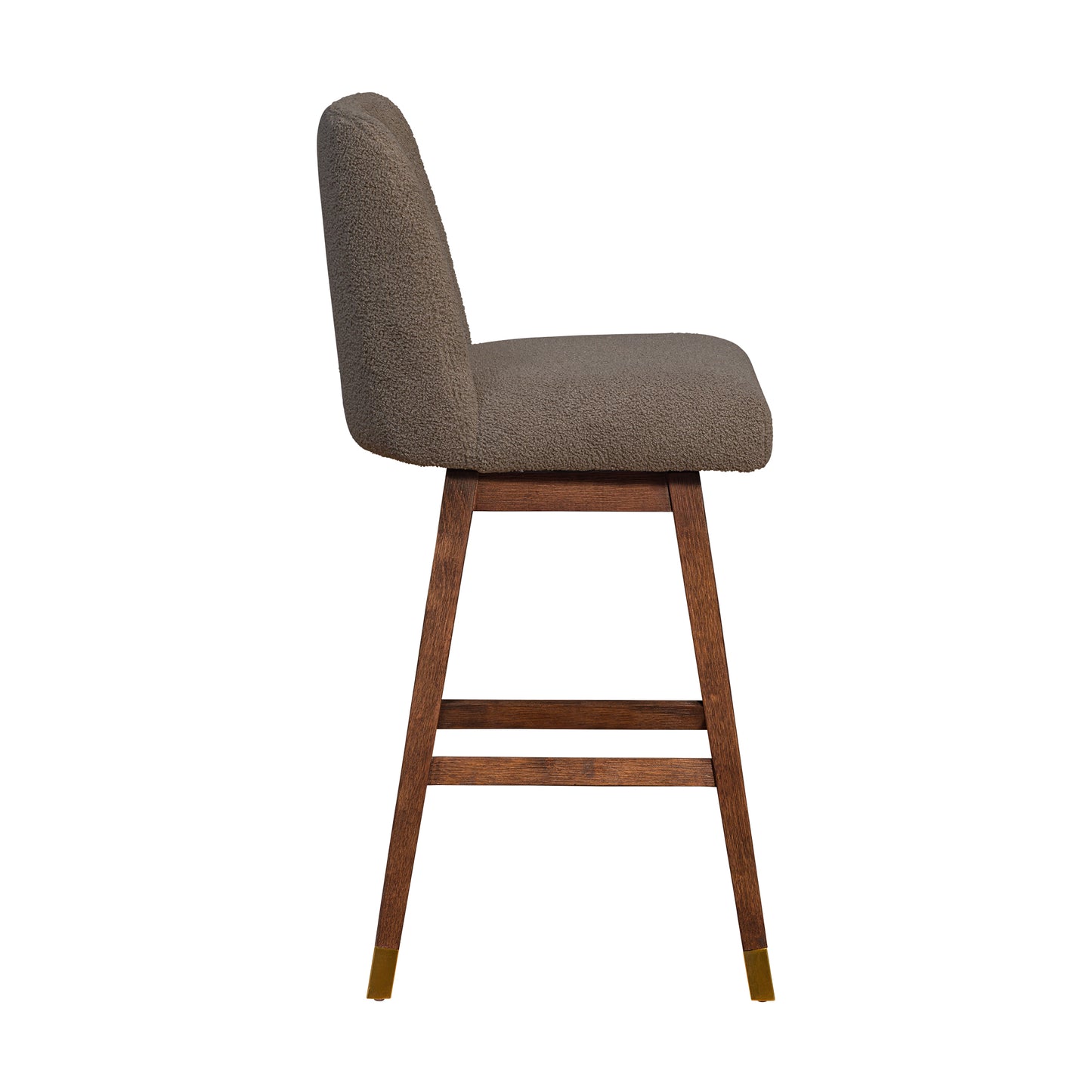 Amalie Swivel Bar and Counter Stool in Oak Wood Finish with Fabric Upholstery