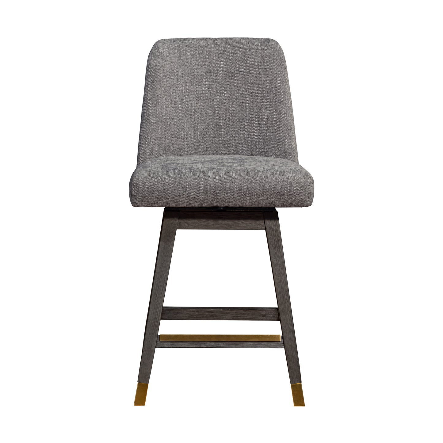 Amalie Swivel Bar and Counter Stool in Oak Wood Finish with Fabric Upholstery