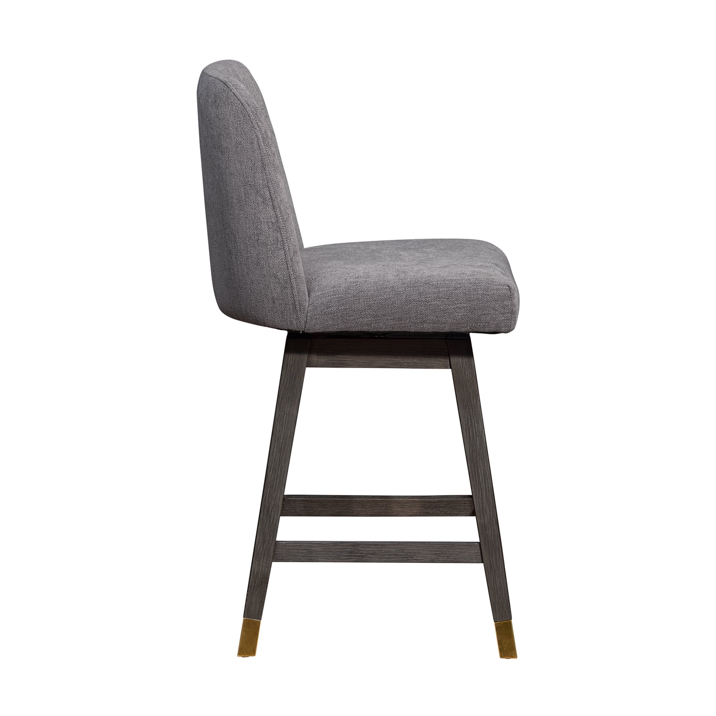 Amalie Swivel Bar and Counter Stool in Oak Wood Finish with Fabric Upholstery