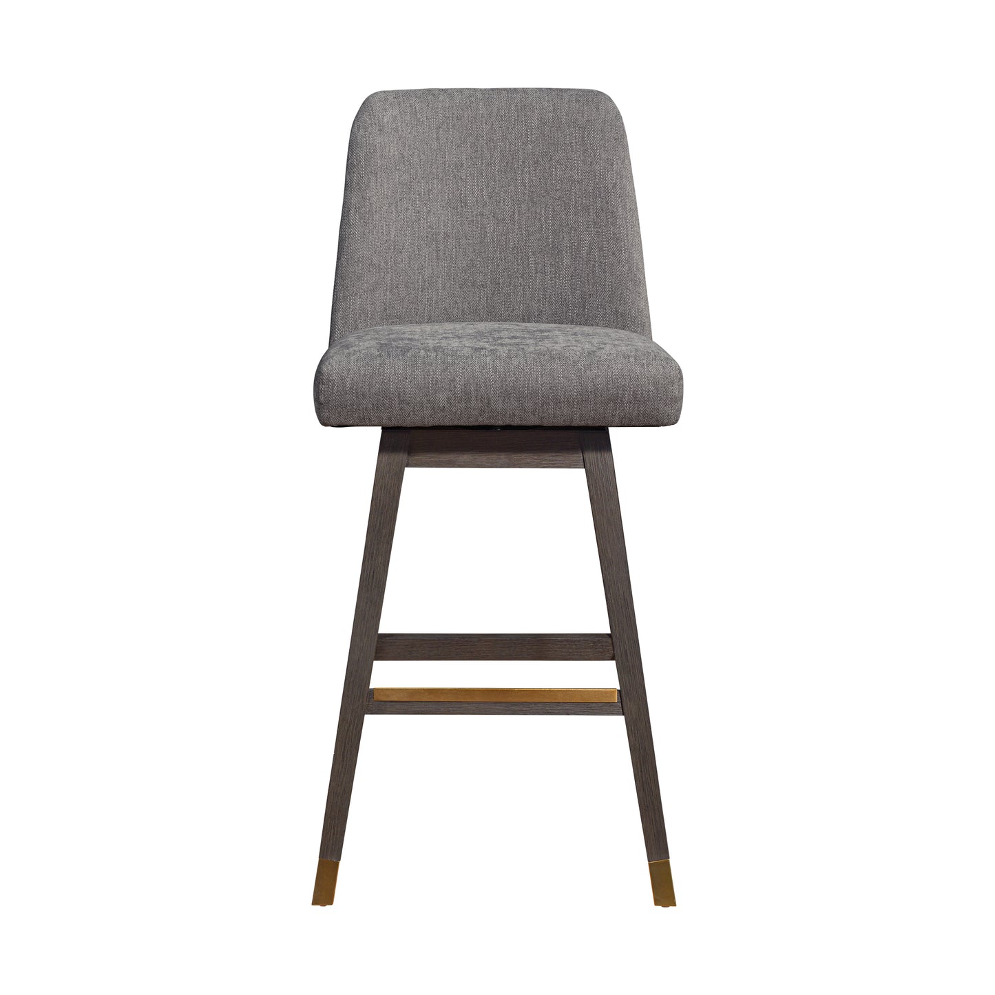 Amalie Swivel Bar and Counter Stool in Oak Wood Finish with Fabric Upholstery