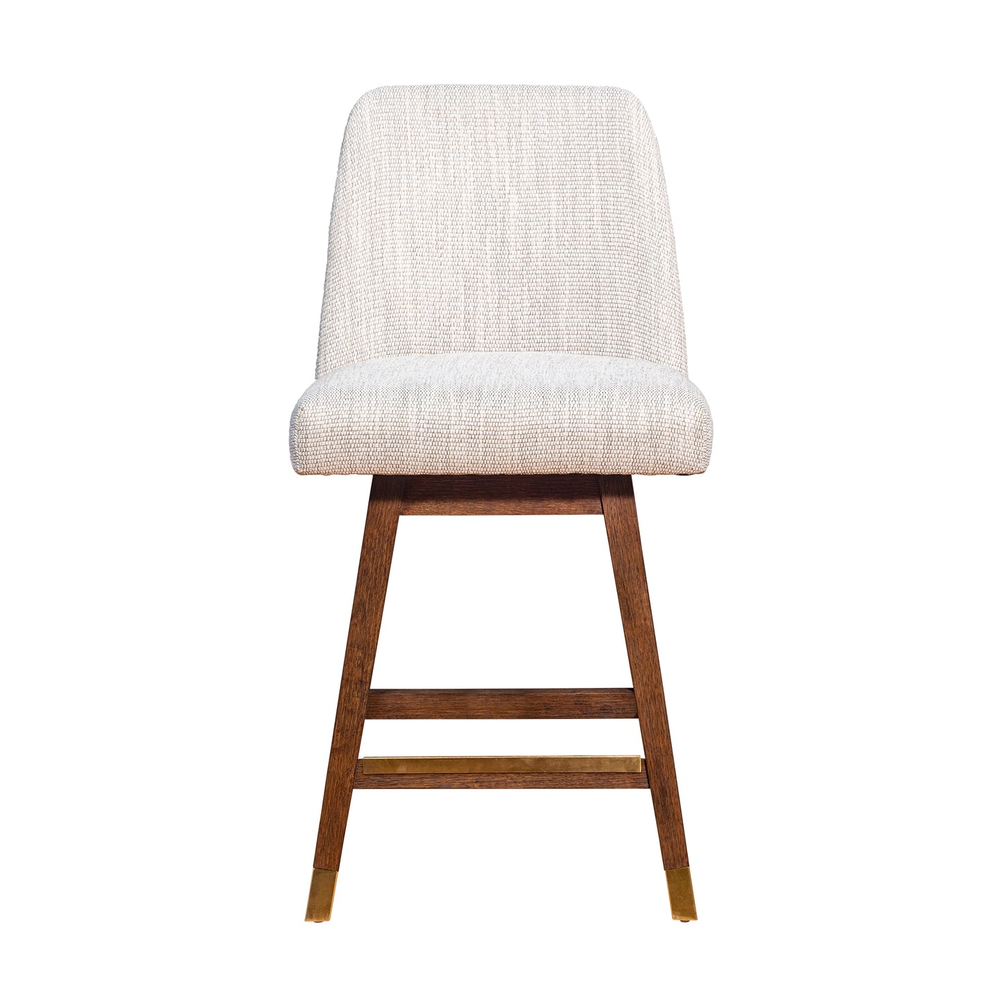 Amalie Swivel Bar and Counter Stool in Oak Wood Finish with Fabric Upholstery