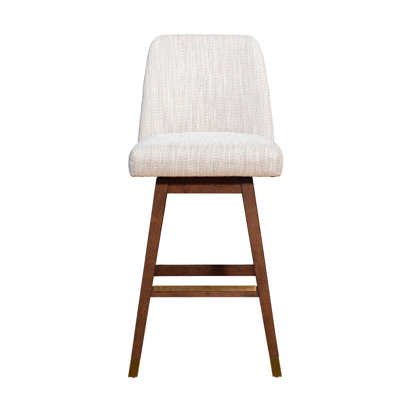 Amalie Swivel Bar and Counter Stool in Oak Wood Finish with Fabric Upholstery