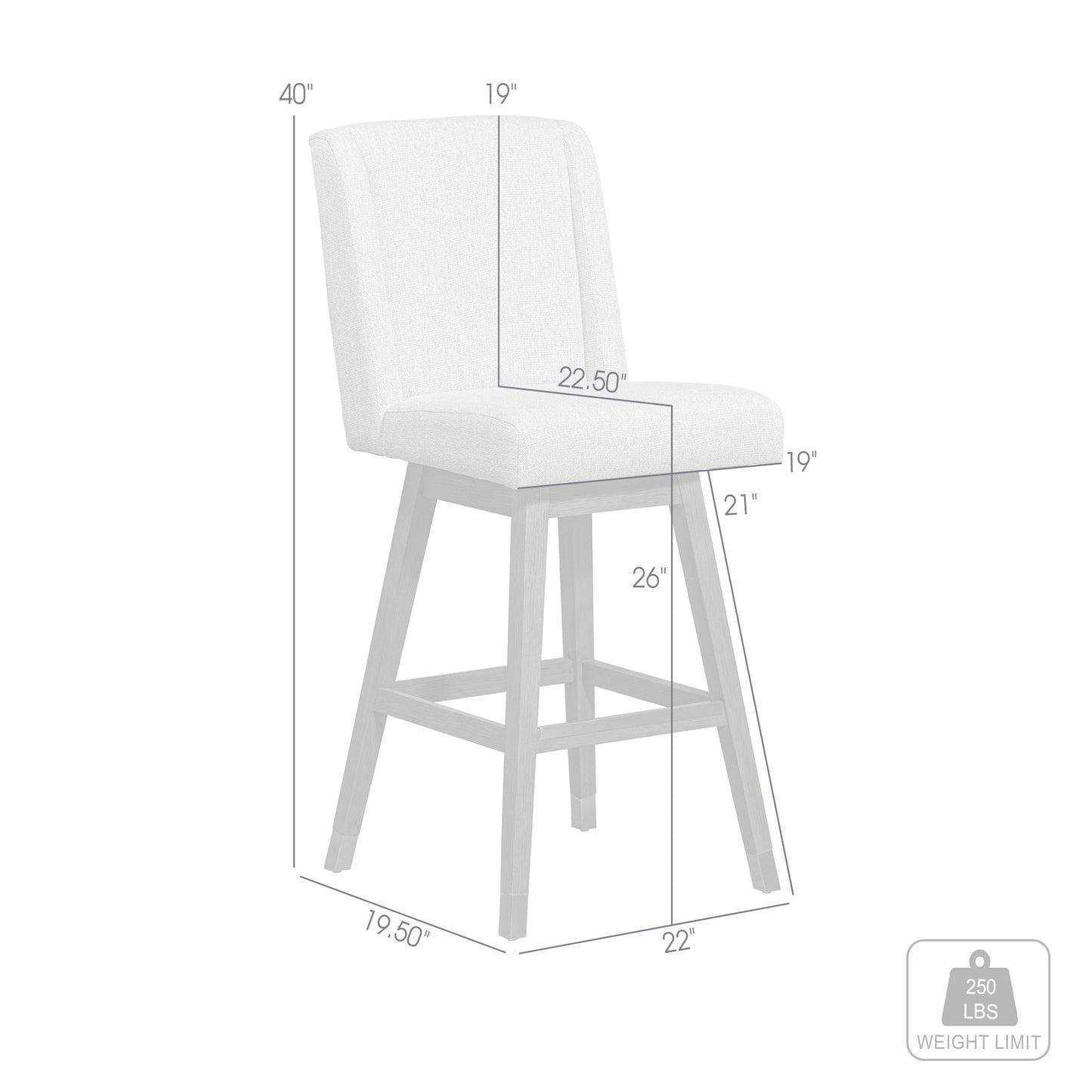 Stancoste Swivel Counter Stool in Brown Oak Wood Finish with Beige Fabric