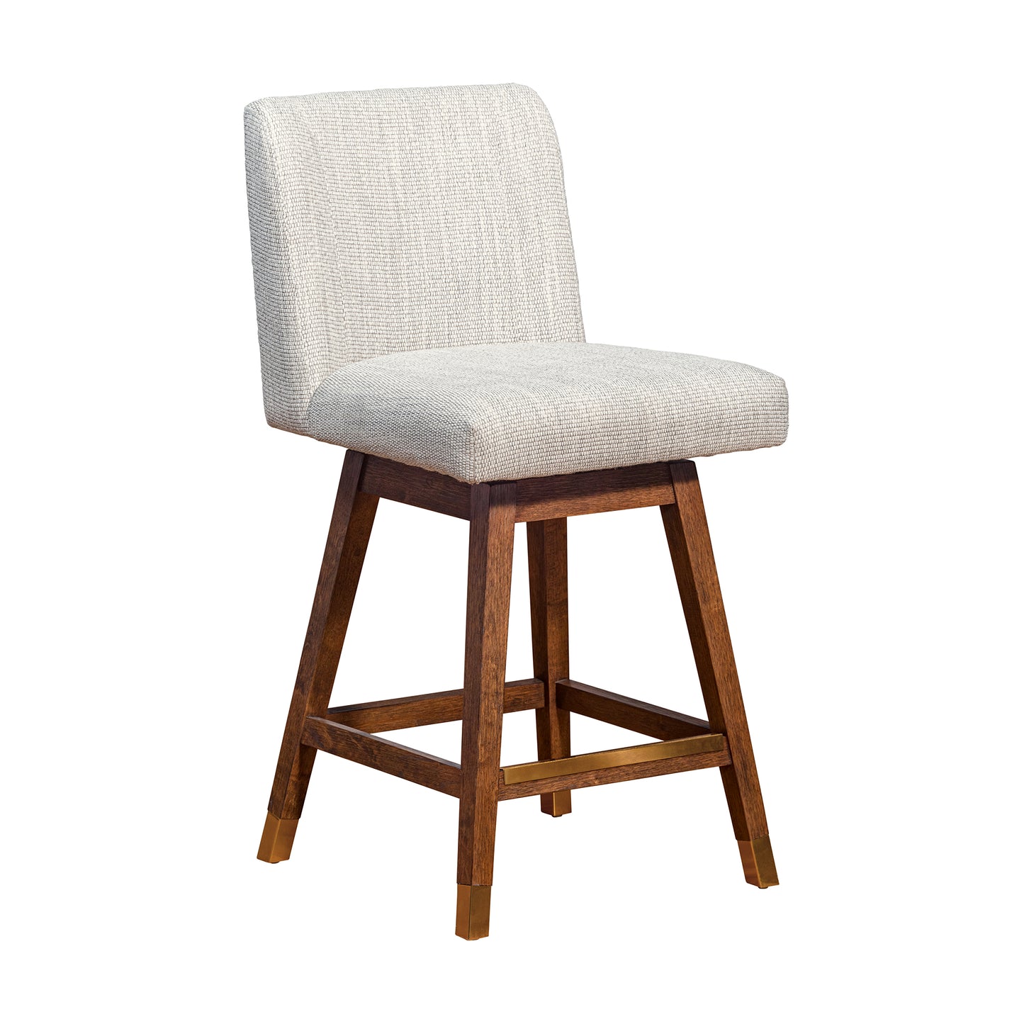 Basila Swivel Bar and Counter Stool in Oak Wood Finish with Fabric Upholstery