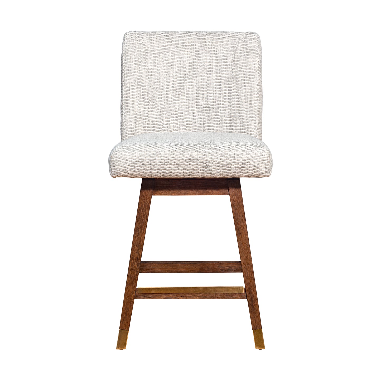 Basila Swivel Bar and Counter Stool in Oak Wood Finish with Fabric Upholstery