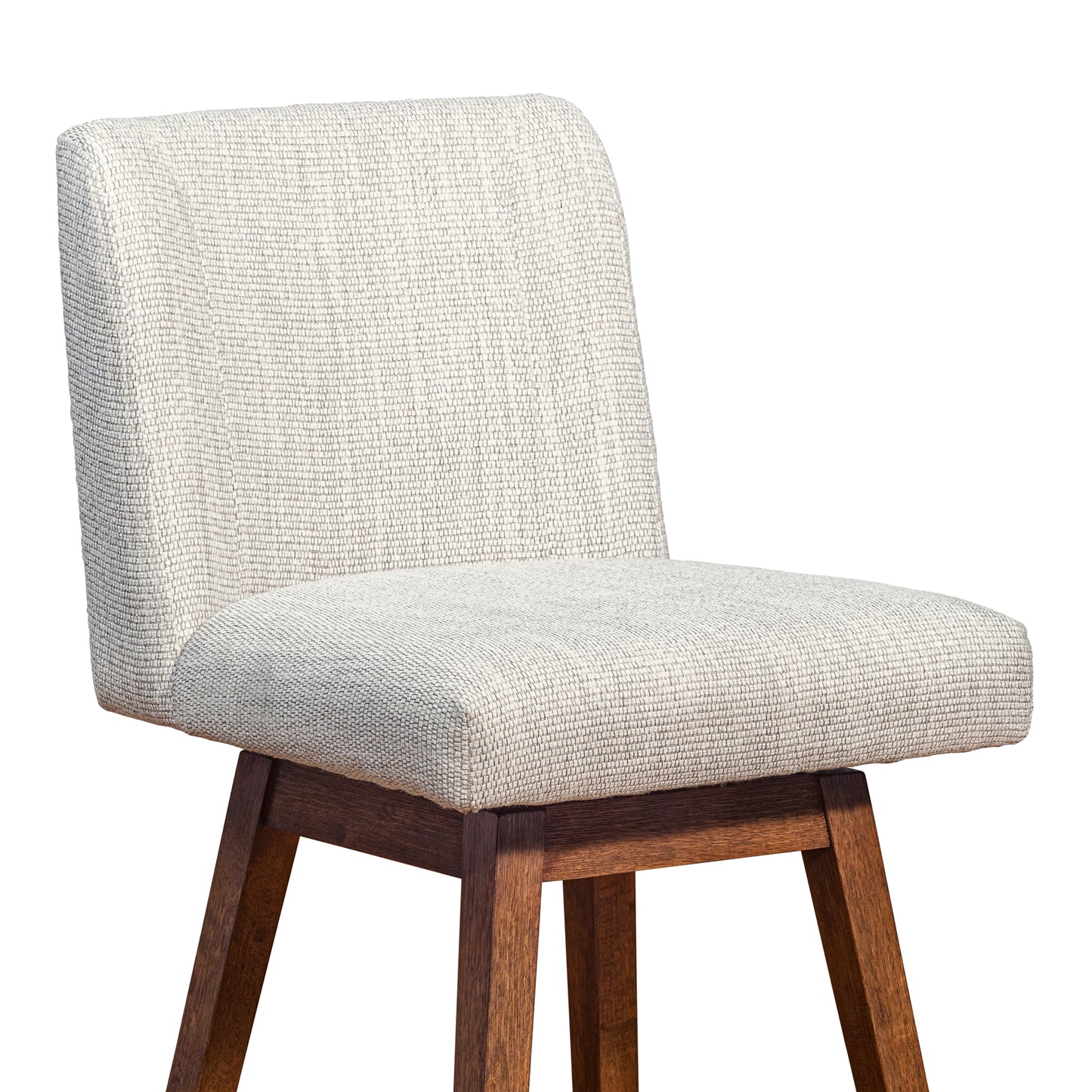 Basila Swivel Bar and Counter Stool in Oak Wood Finish with Fabric Upholstery