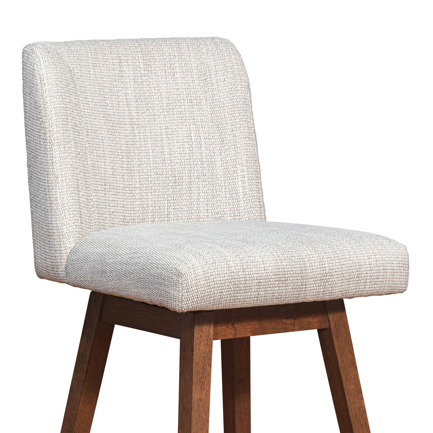 Basila Swivel Bar and Counter Stool in Oak Wood Finish with Fabric Upholstery