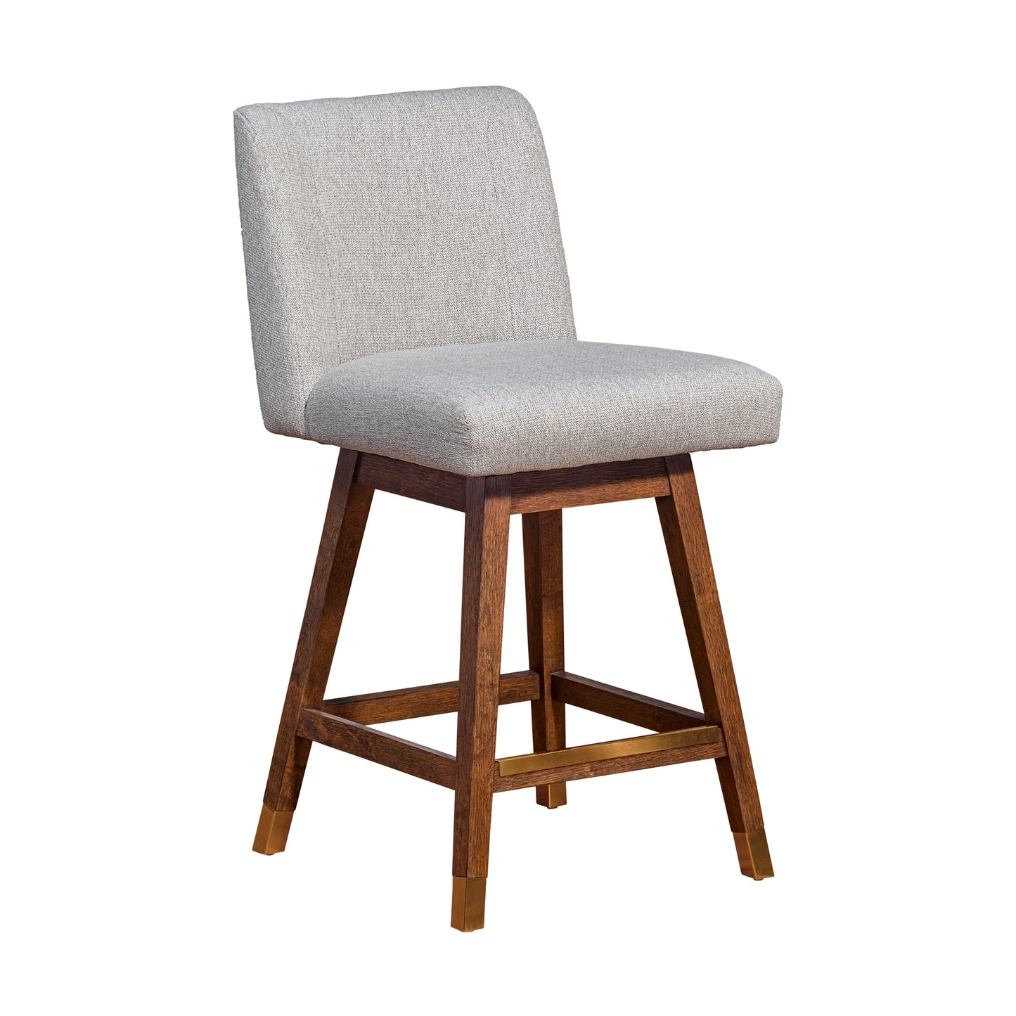 Basila Swivel Bar and Counter Stool in Oak Wood Finish with Fabric Upholstery