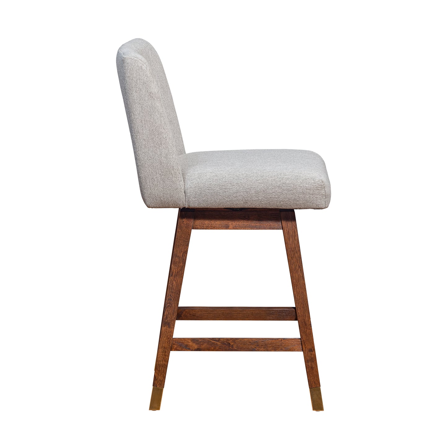 Basila Swivel Bar and Counter Stool in Oak Wood Finish with Fabric Upholstery