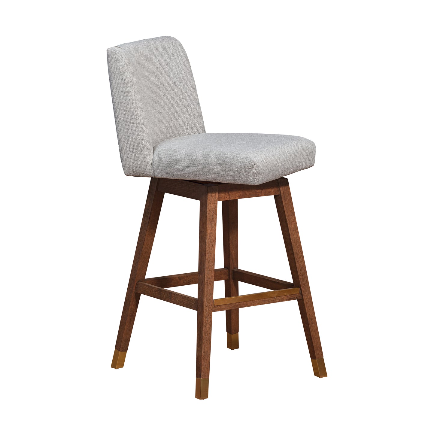 Basila Swivel Bar and Counter Stool in Oak Wood Finish with Fabric Upholstery