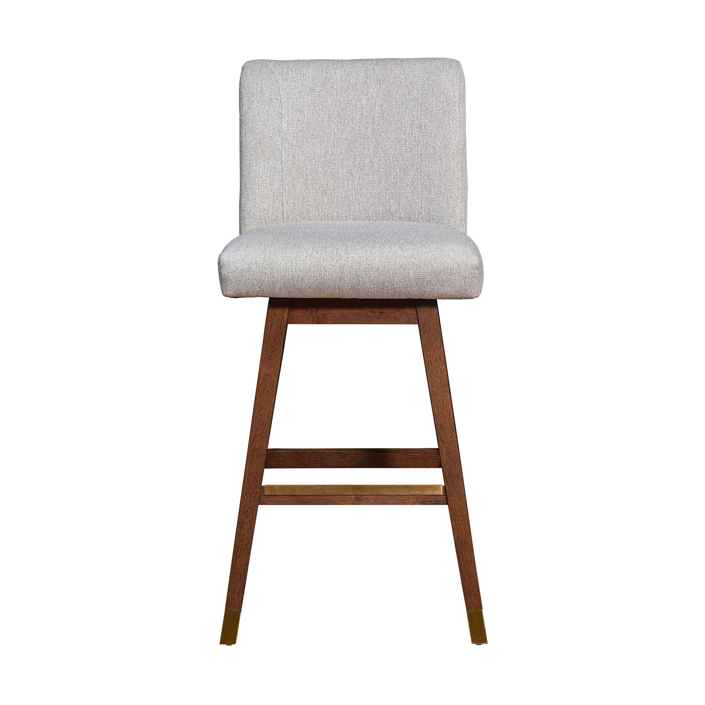 Basila Swivel Bar and Counter Stool in Oak Wood Finish with Fabric Upholstery