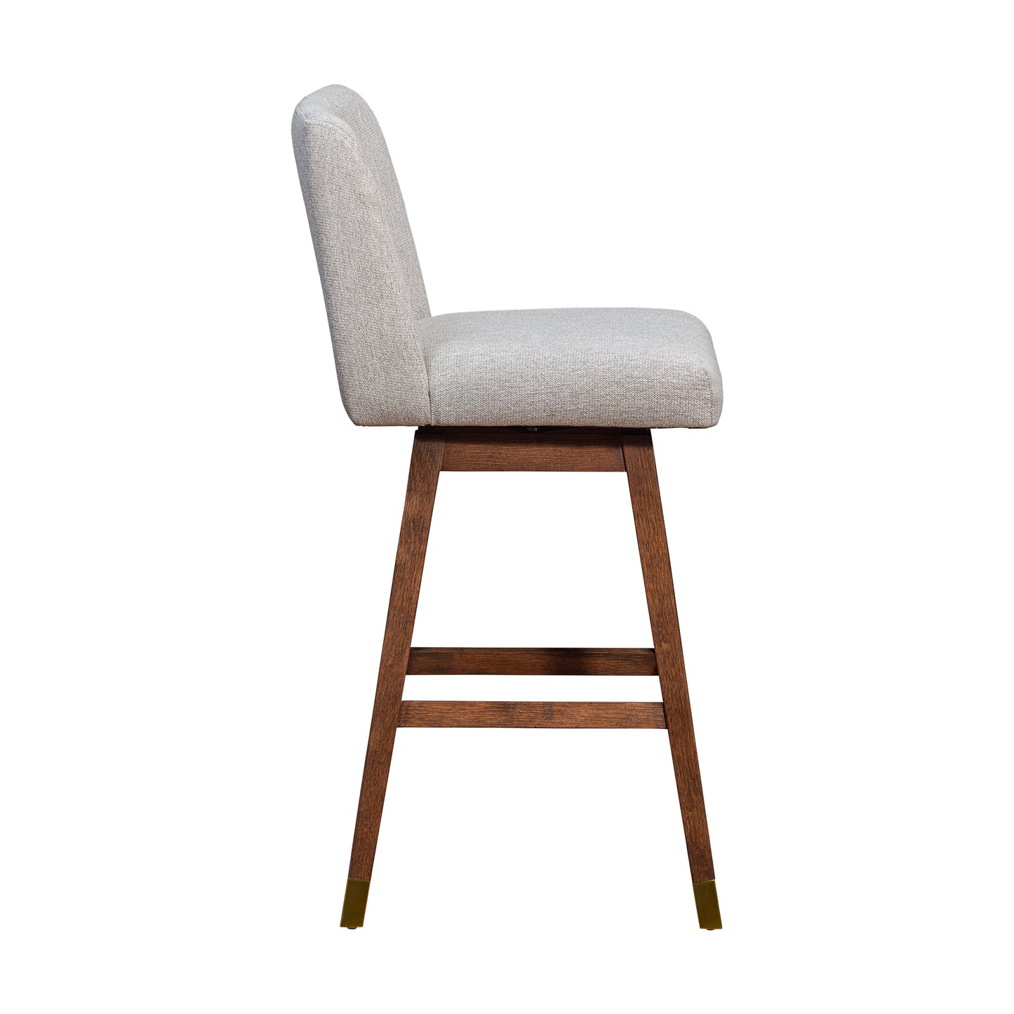 Basila Swivel Bar and Counter Stool in Oak Wood Finish with Fabric Upholstery