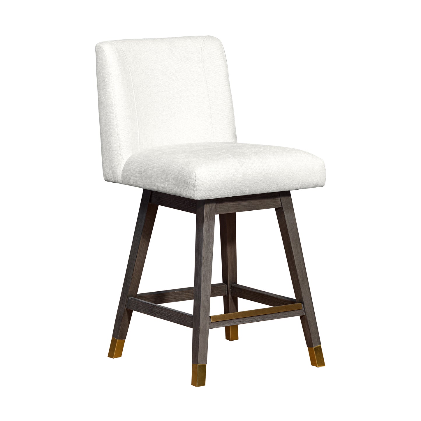 Basila Swivel Bar and Counter Stool in Oak Wood Finish with Fabric Upholstery