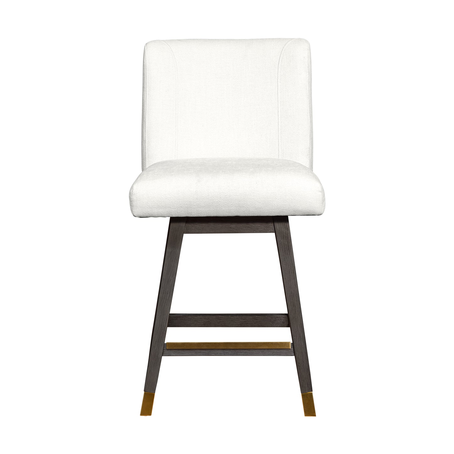 Basila Swivel Bar and Counter Stool in Oak Wood Finish with Fabric Upholstery
