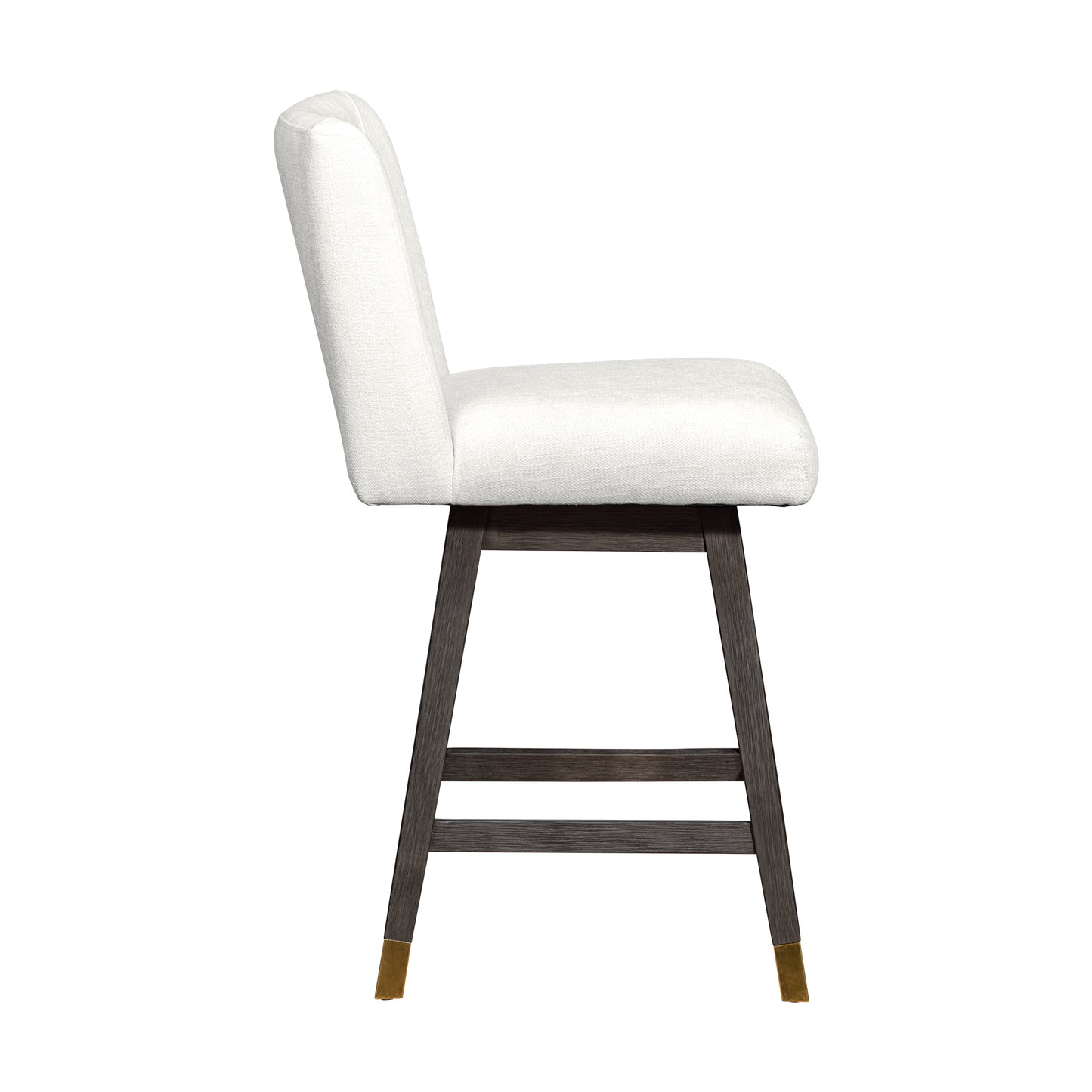 Basila Swivel Bar and Counter Stool in Oak Wood Finish with Fabric Upholstery
