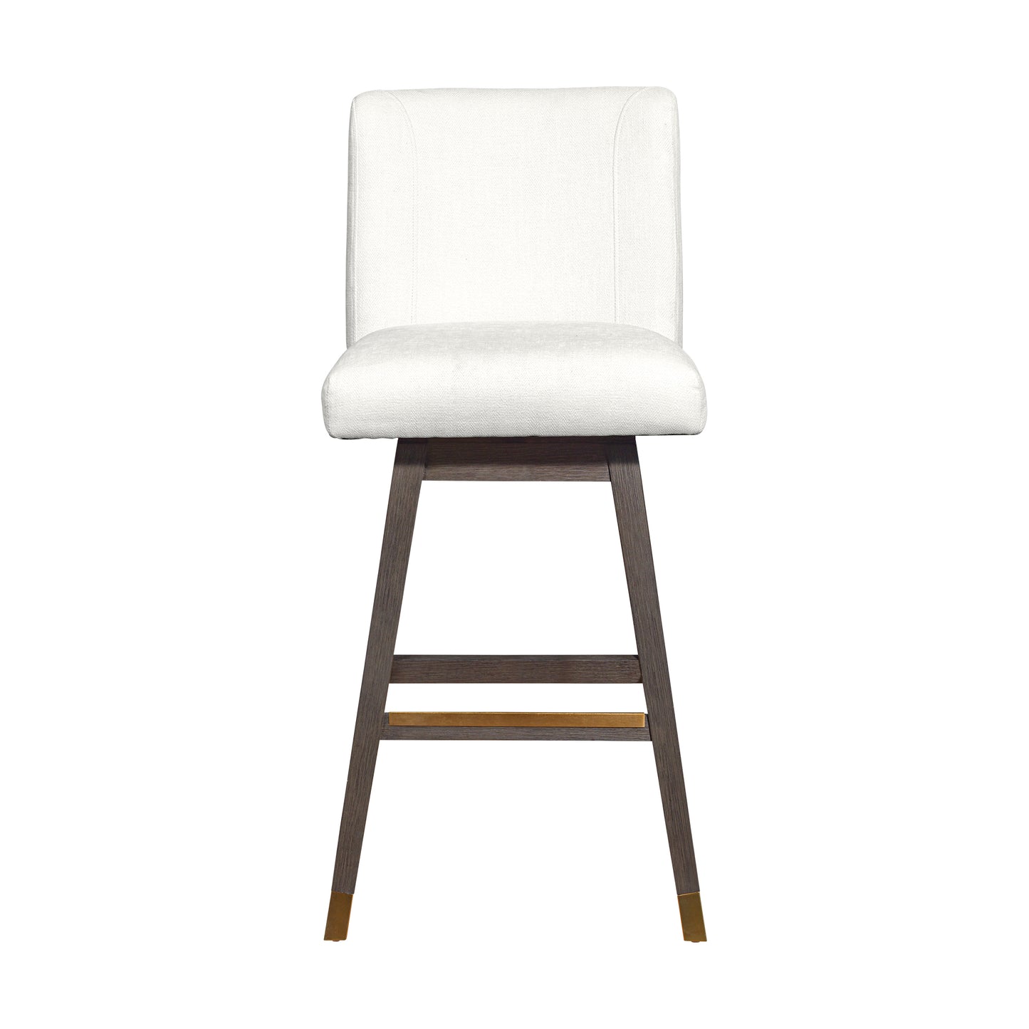 Basila Swivel Bar and Counter Stool in Oak Wood Finish with Fabric Upholstery