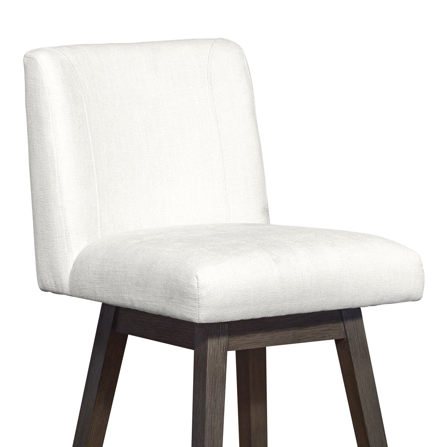 Basila Swivel Bar and Counter Stool in Oak Wood Finish with Fabric Upholstery