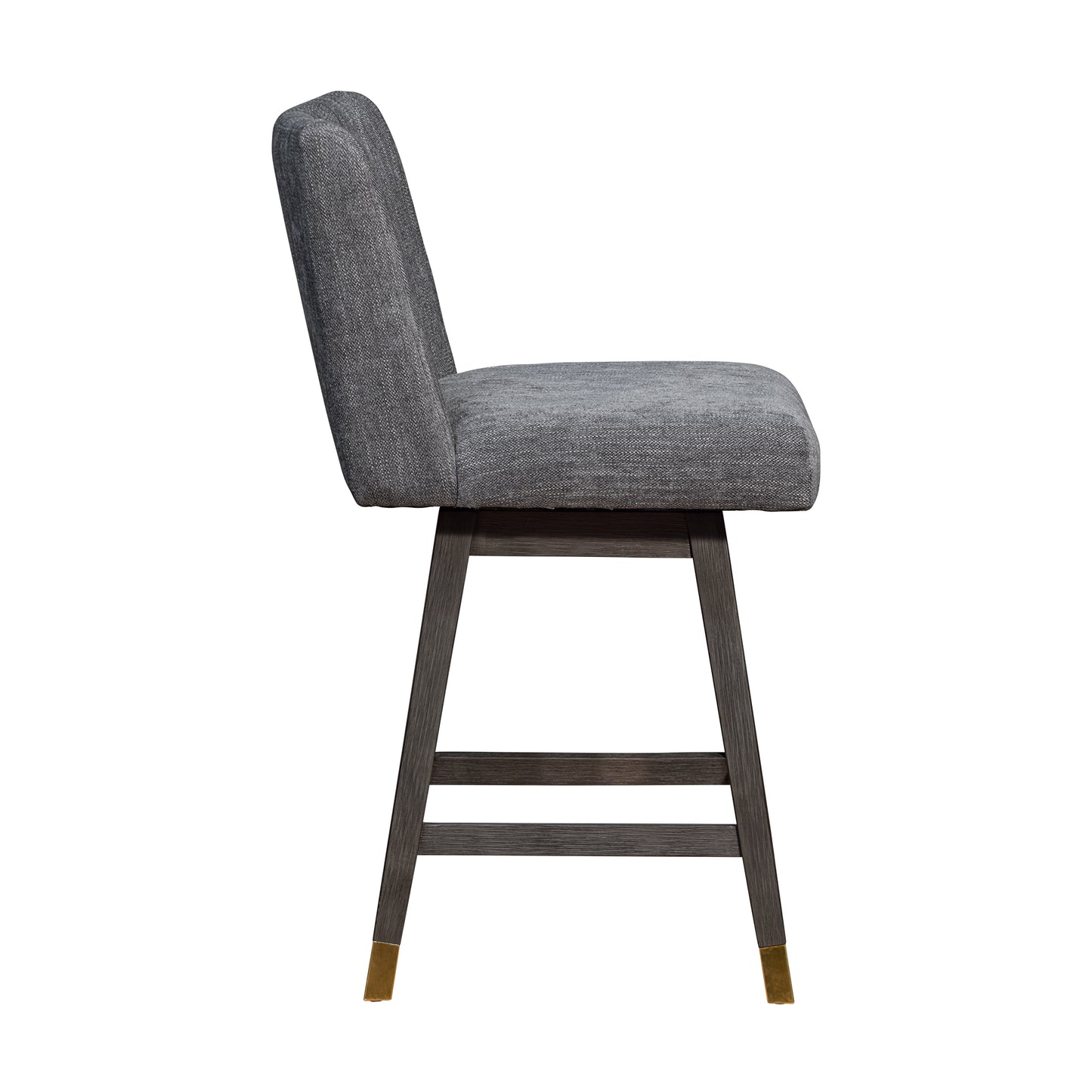 Basila Swivel Bar and Counter Stool in Oak Wood Finish with Fabric Upholstery