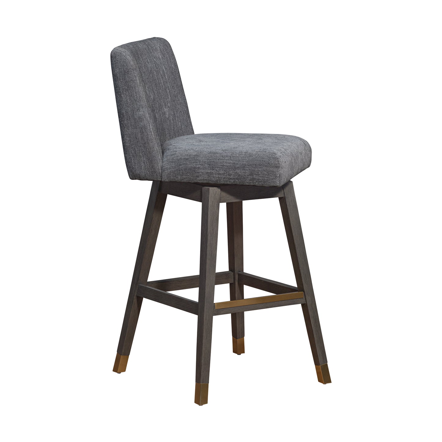 Basila Swivel Bar and Counter Stool in Oak Wood Finish with Fabric Upholstery