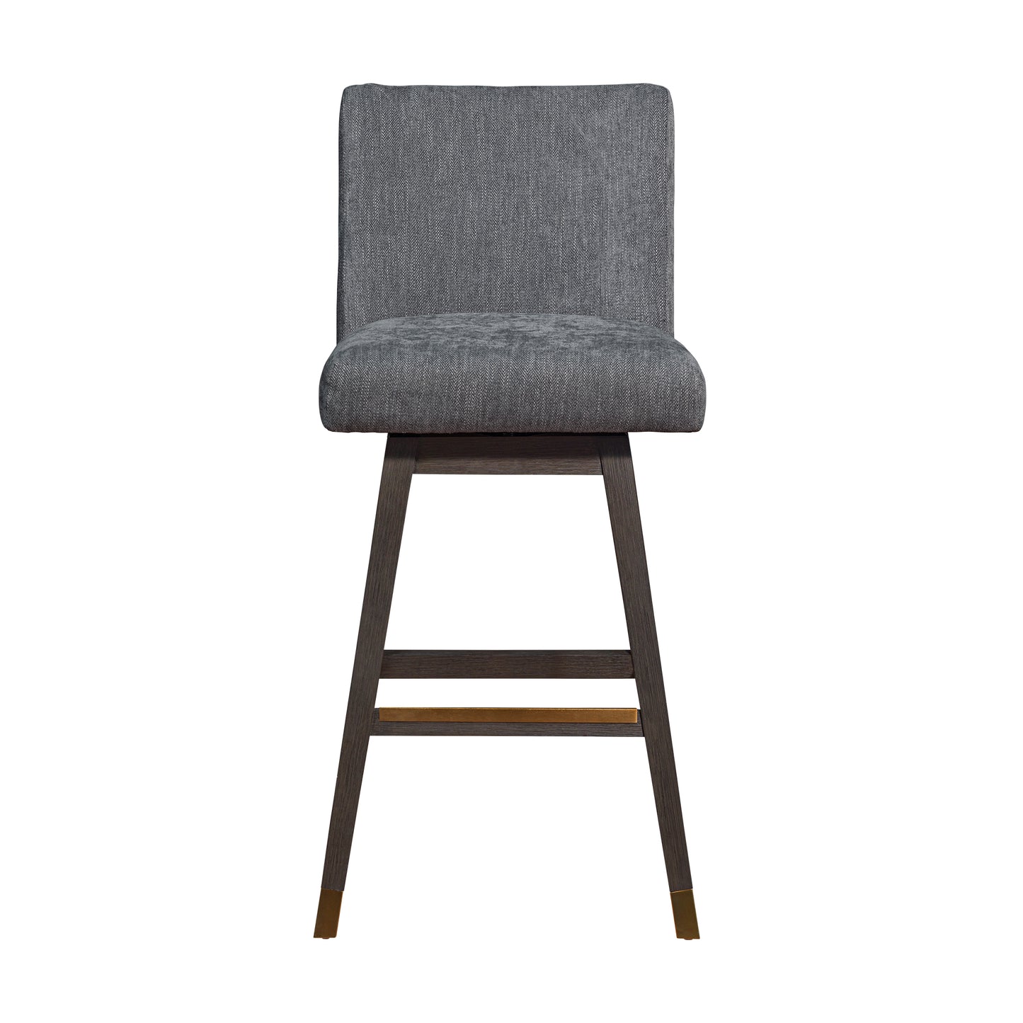 Basila Swivel Bar and Counter Stool in Oak Wood Finish with Fabric Upholstery