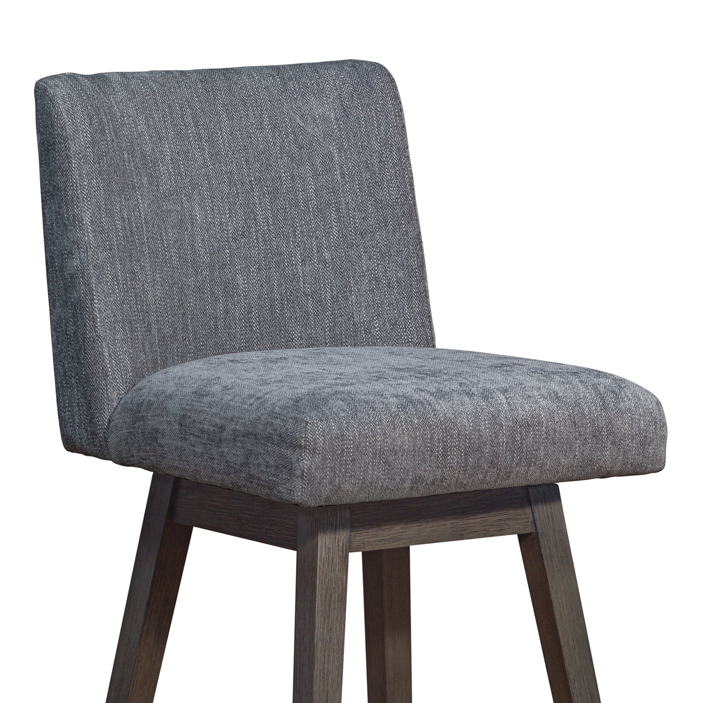 Basila Swivel Bar and Counter Stool in Oak Wood Finish with Fabric Upholstery