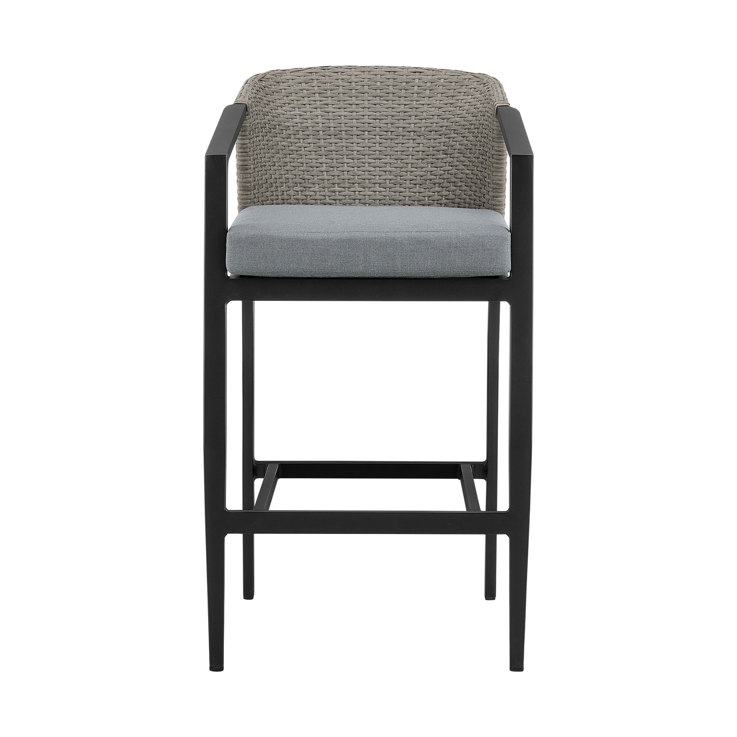 Aileen Outdoor Patio Bar Stool in Aluminum and Wicker with Cushions