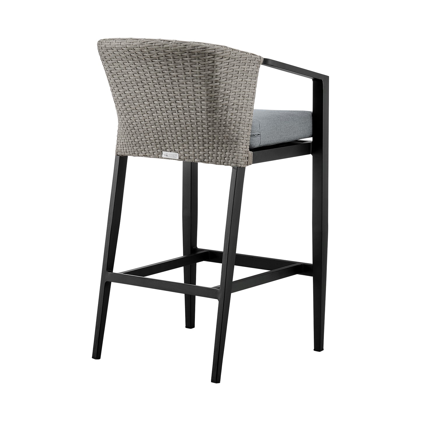 Aileen Outdoor Patio Bar Stool in Aluminum and Wicker with Cushions