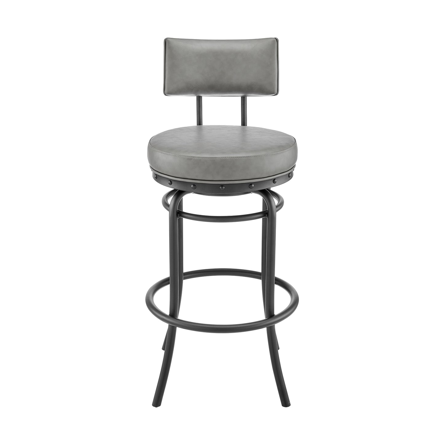 Rees Swivel Counter or Bar Stool in Finish with Faux Leather