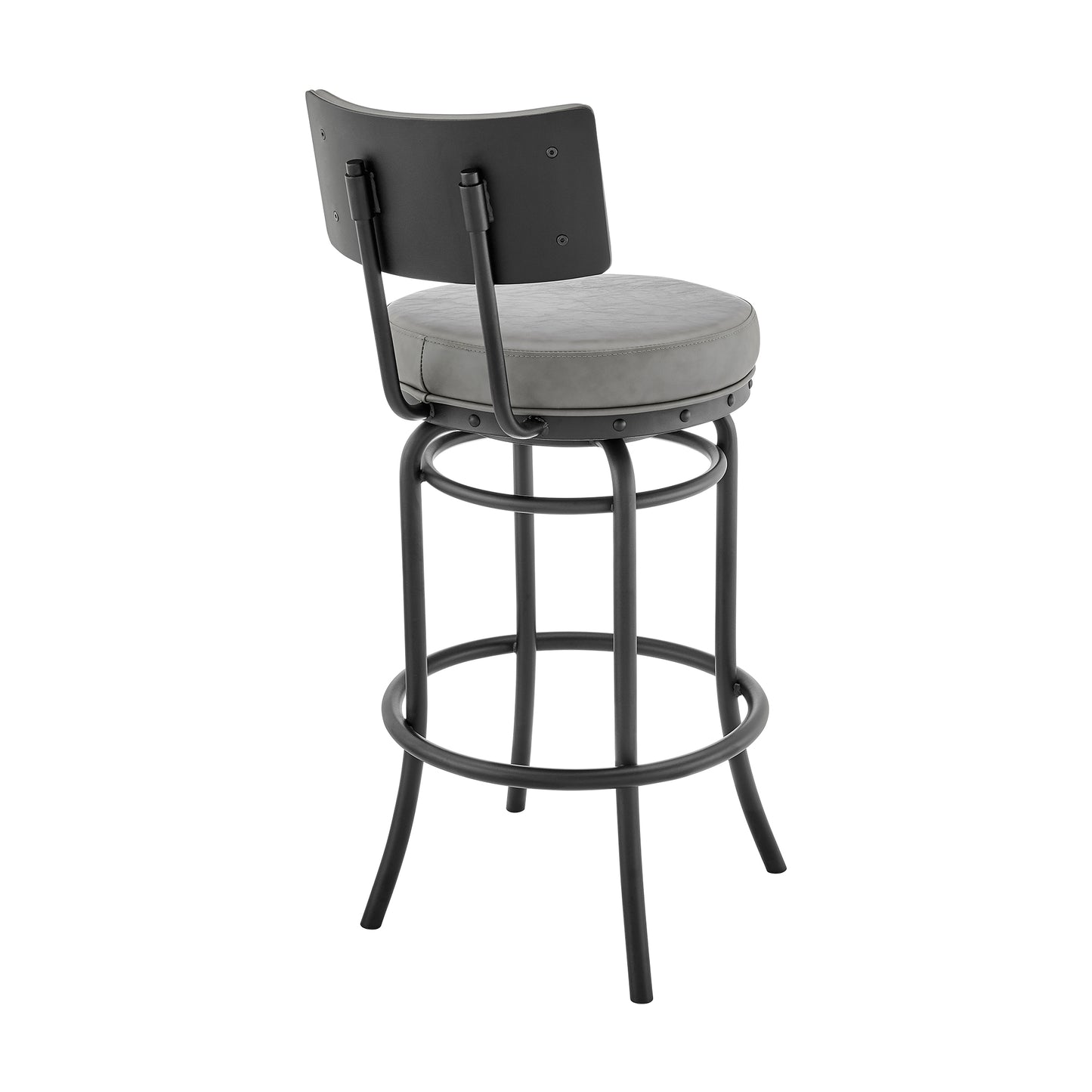 Rees Swivel Counter or Bar Stool in Finish with Faux Leather