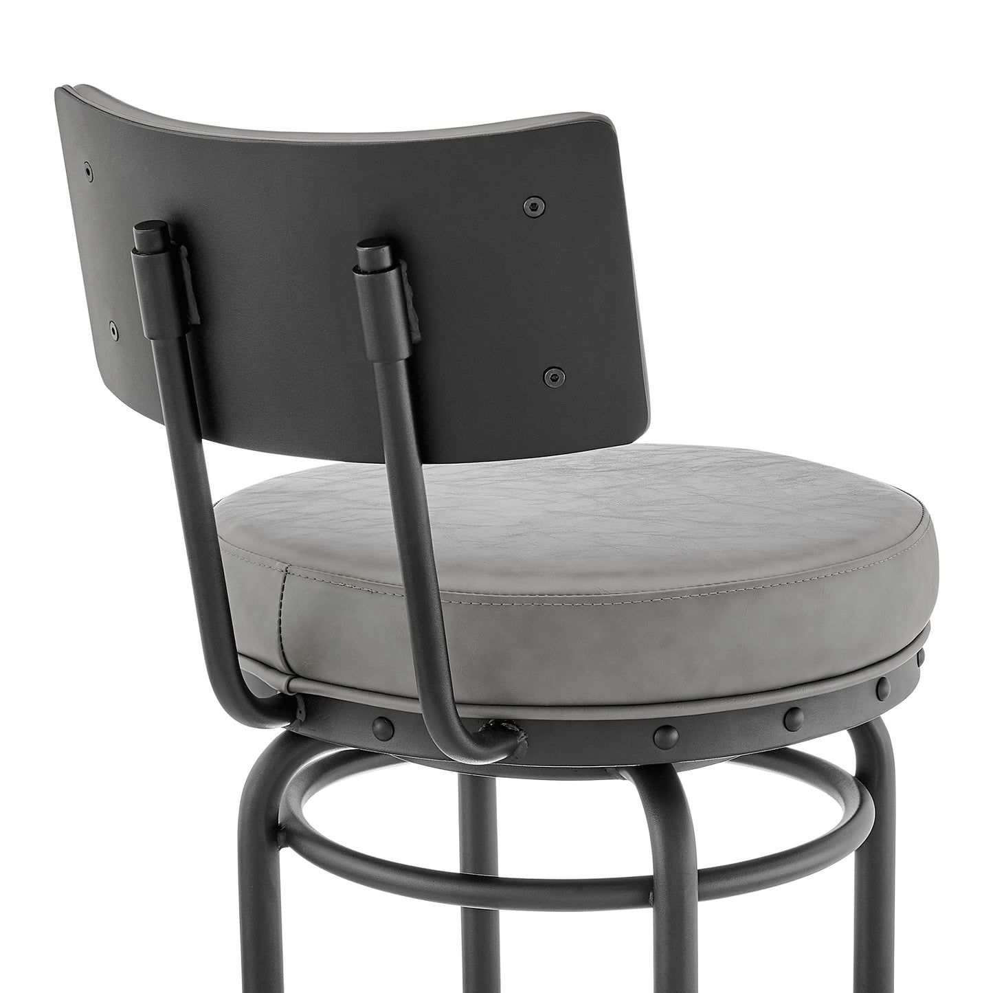 Rees Swivel Counter or Bar Stool in Finish with Faux Leather