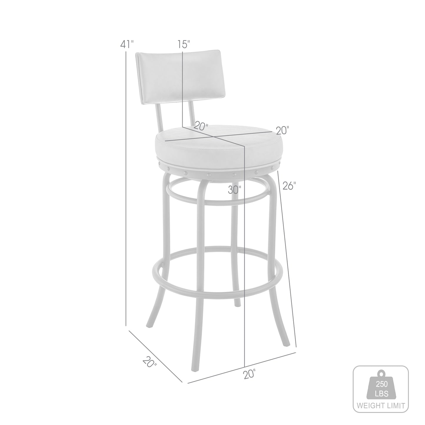 Rees Swivel Counter or Bar Stool in Finish with Faux Leather