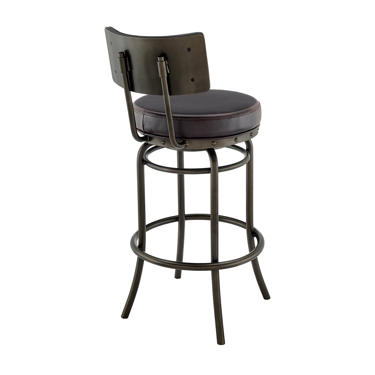 Rees Swivel Counter or Bar Stool in Finish with Faux Leather