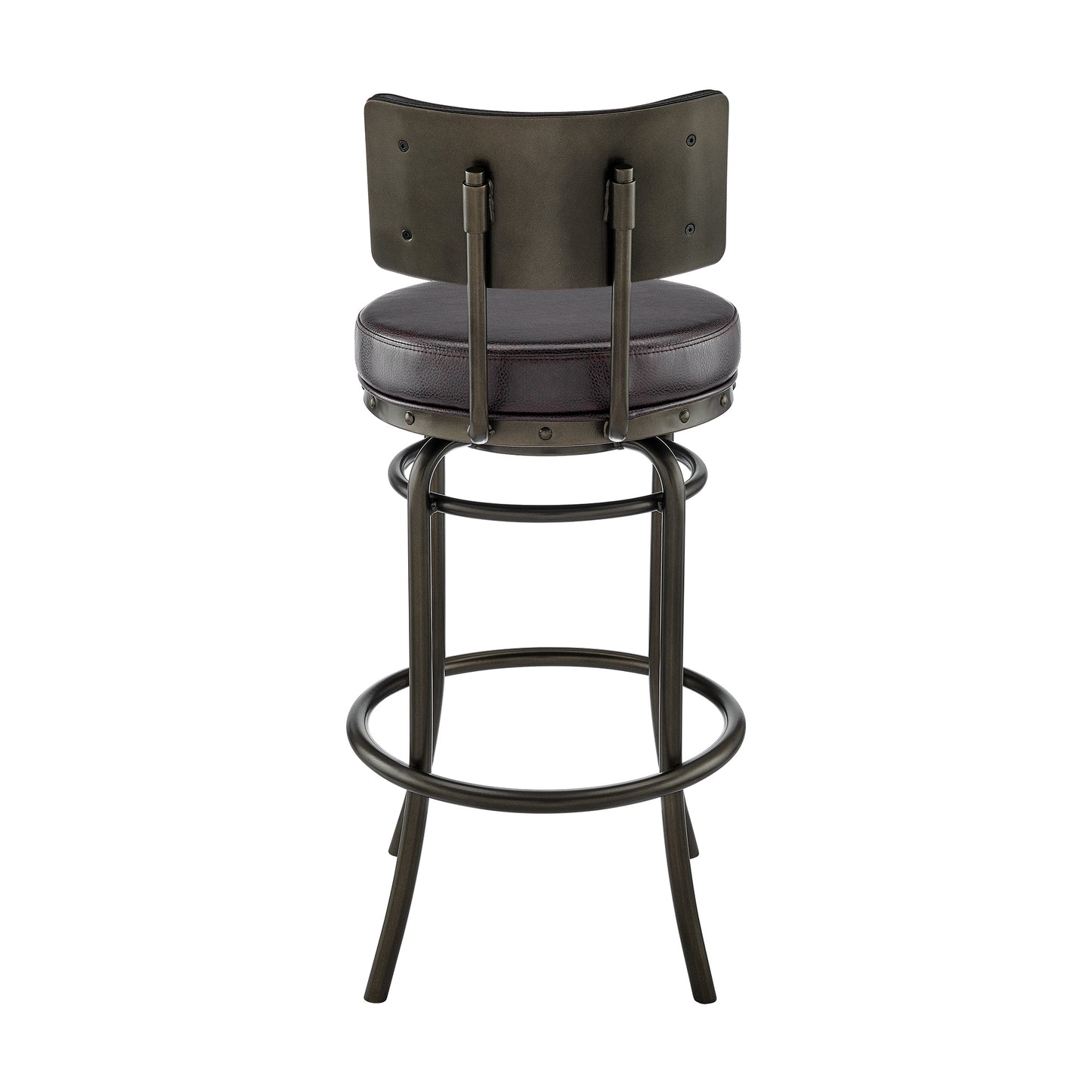 Rees Swivel Counter or Bar Stool in Finish with Faux Leather