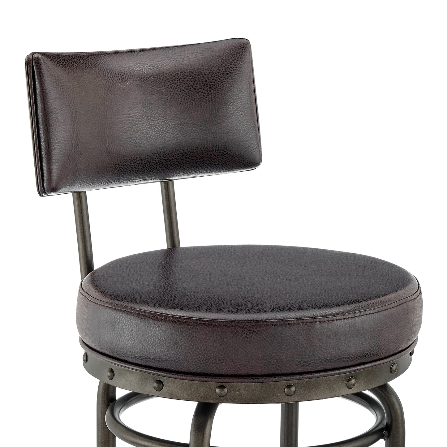 Rees Swivel Counter or Bar Stool in Finish with Faux Leather
