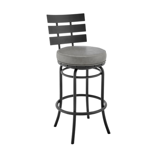 Natya Swivel Counter or Bar Stool in Various Finishes with Faux Leather