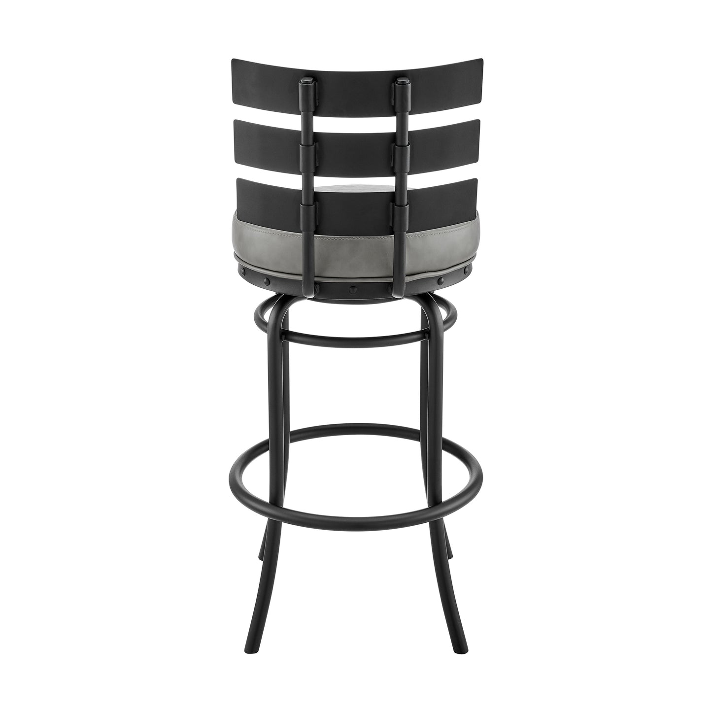 Natya Swivel Counter or Bar Stool in Various Finishes with Faux Leather