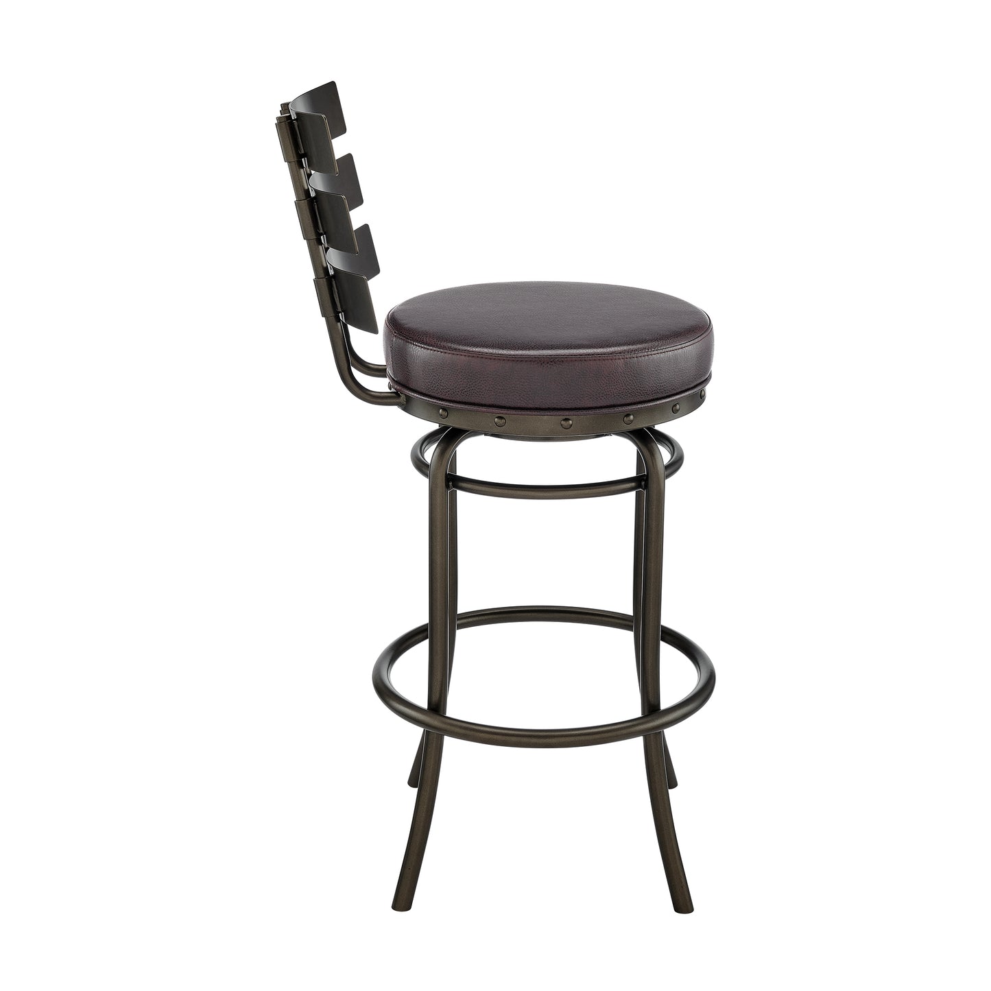 Natya Swivel Counter or Bar Stool in Various Finishes with Faux Leather