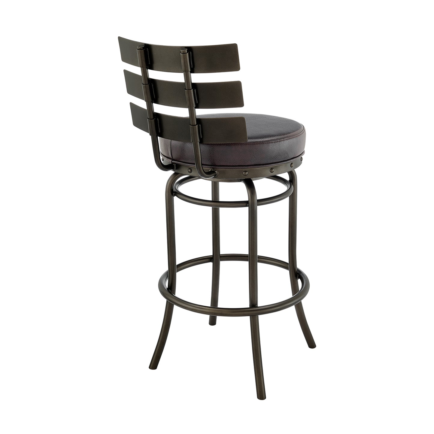 Natya Swivel Counter or Bar Stool in Various Finishes with Faux Leather