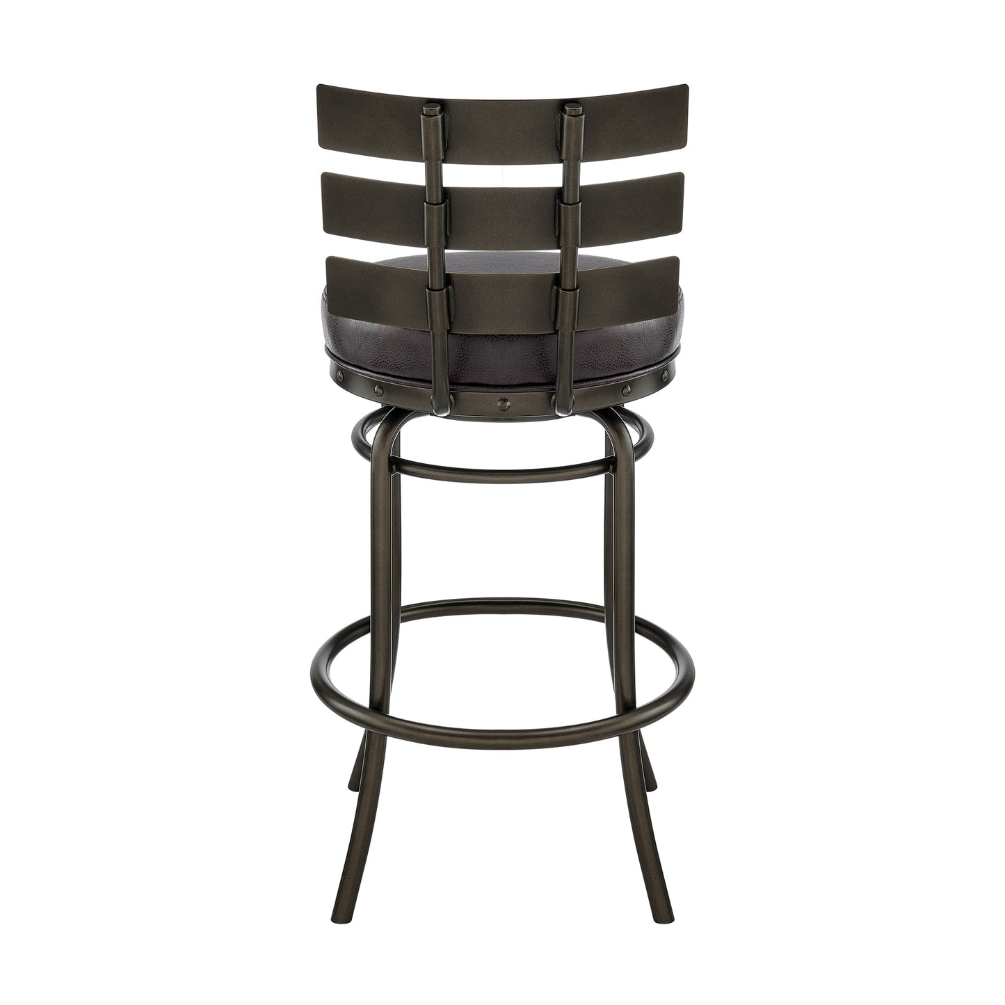 Natya Swivel Counter or Bar Stool in Various Finishes with Faux Leather