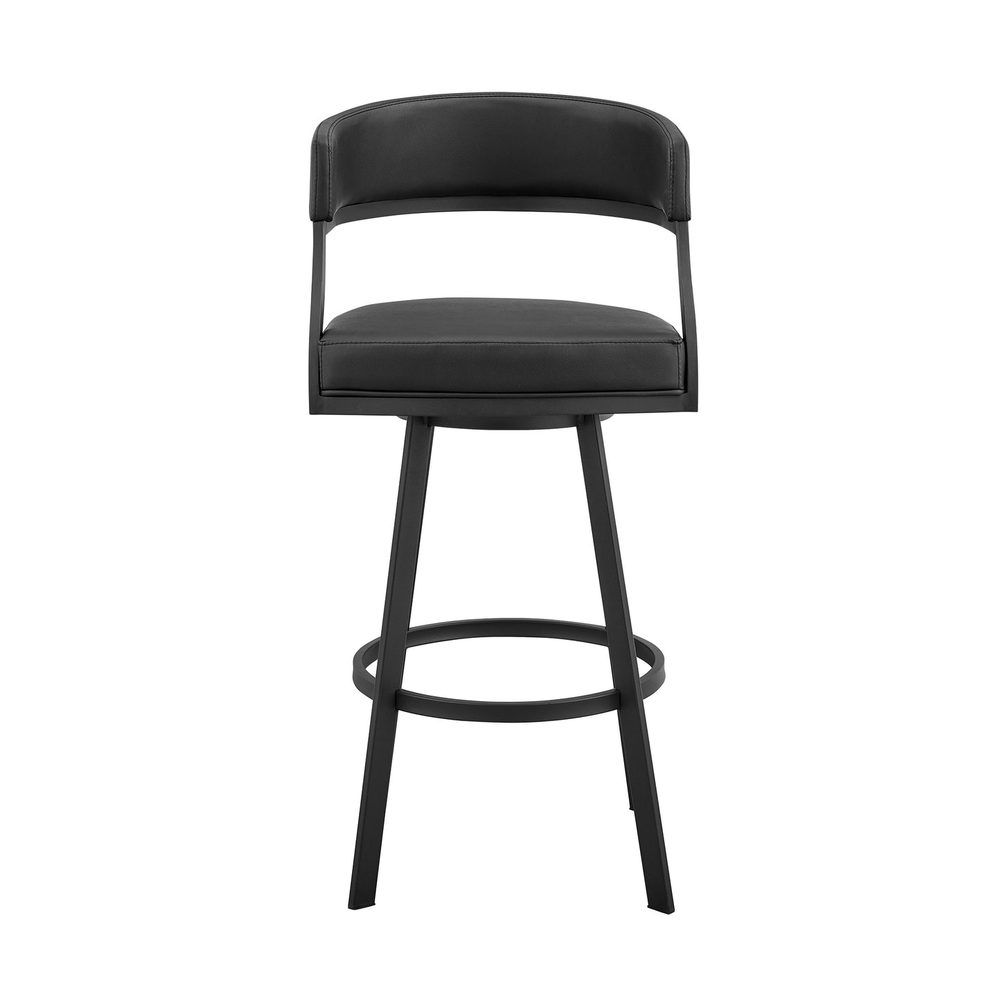 Dione Counter and Bar Height Swivel Barstool with Faux Leather and Metal Base