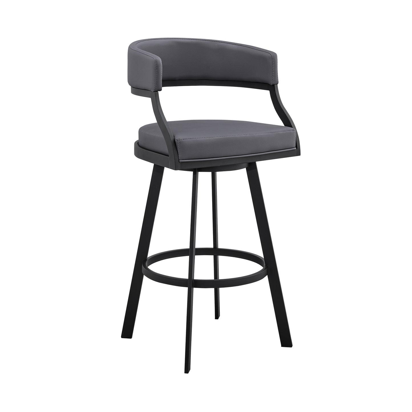 Dione Counter and Bar Height Swivel Barstool with Faux Leather and Metal Base