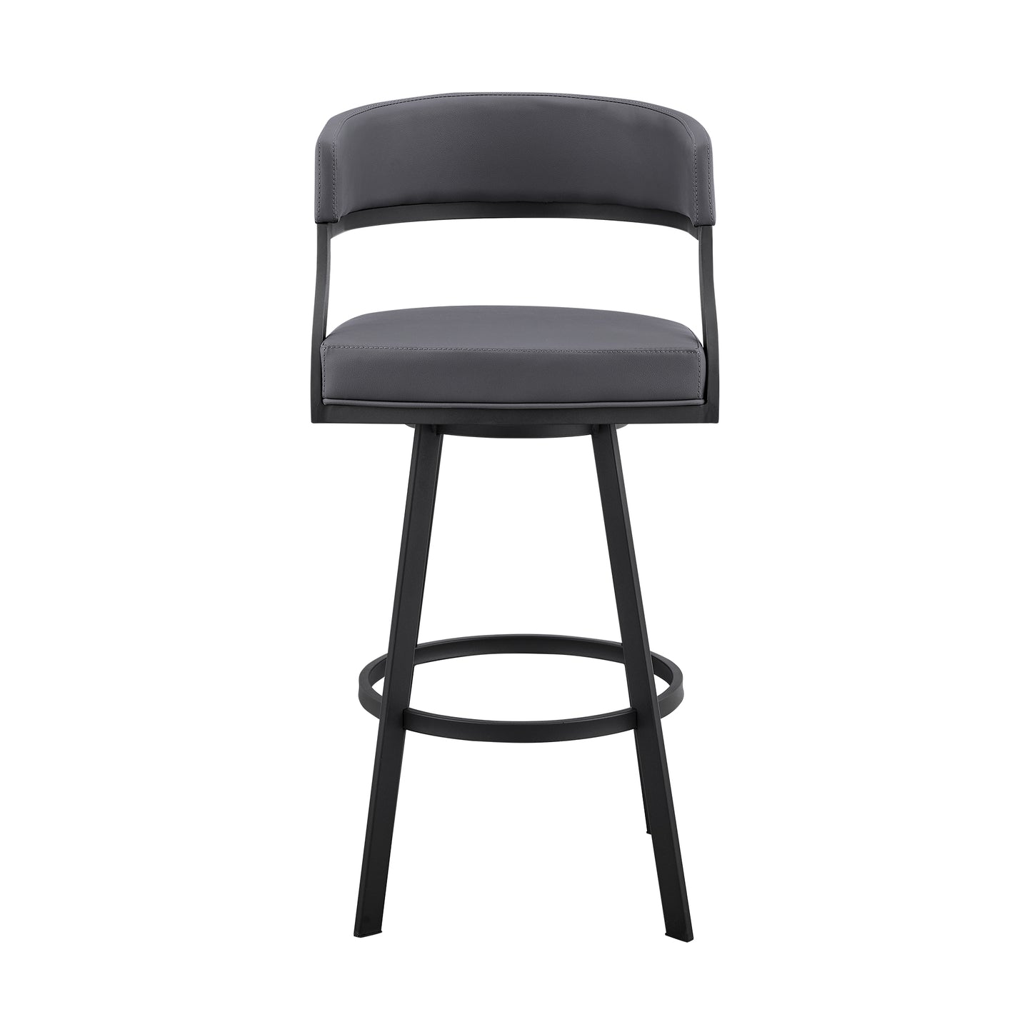 Dione Counter and Bar Height Swivel Barstool with Faux Leather and Metal Base