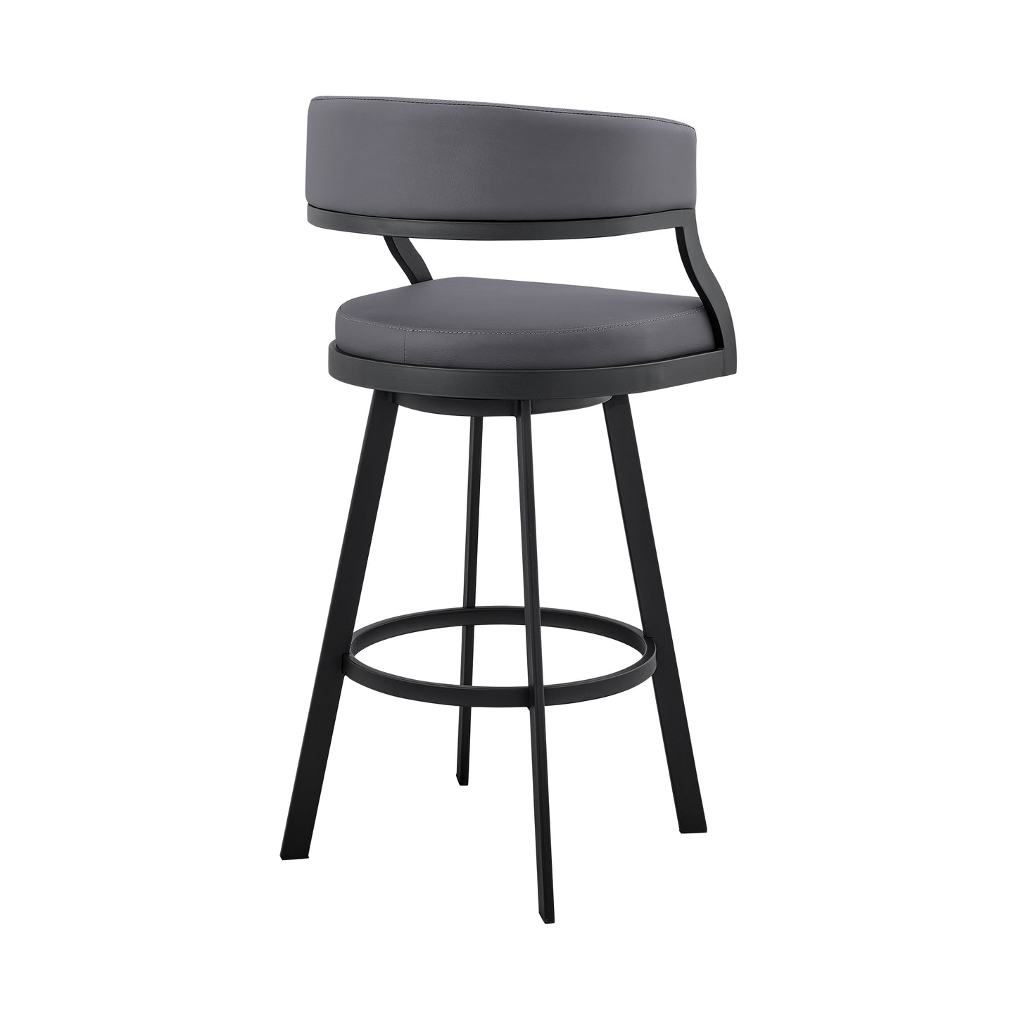 Dione Counter and Bar Height Swivel Barstool with Faux Leather and Metal Base