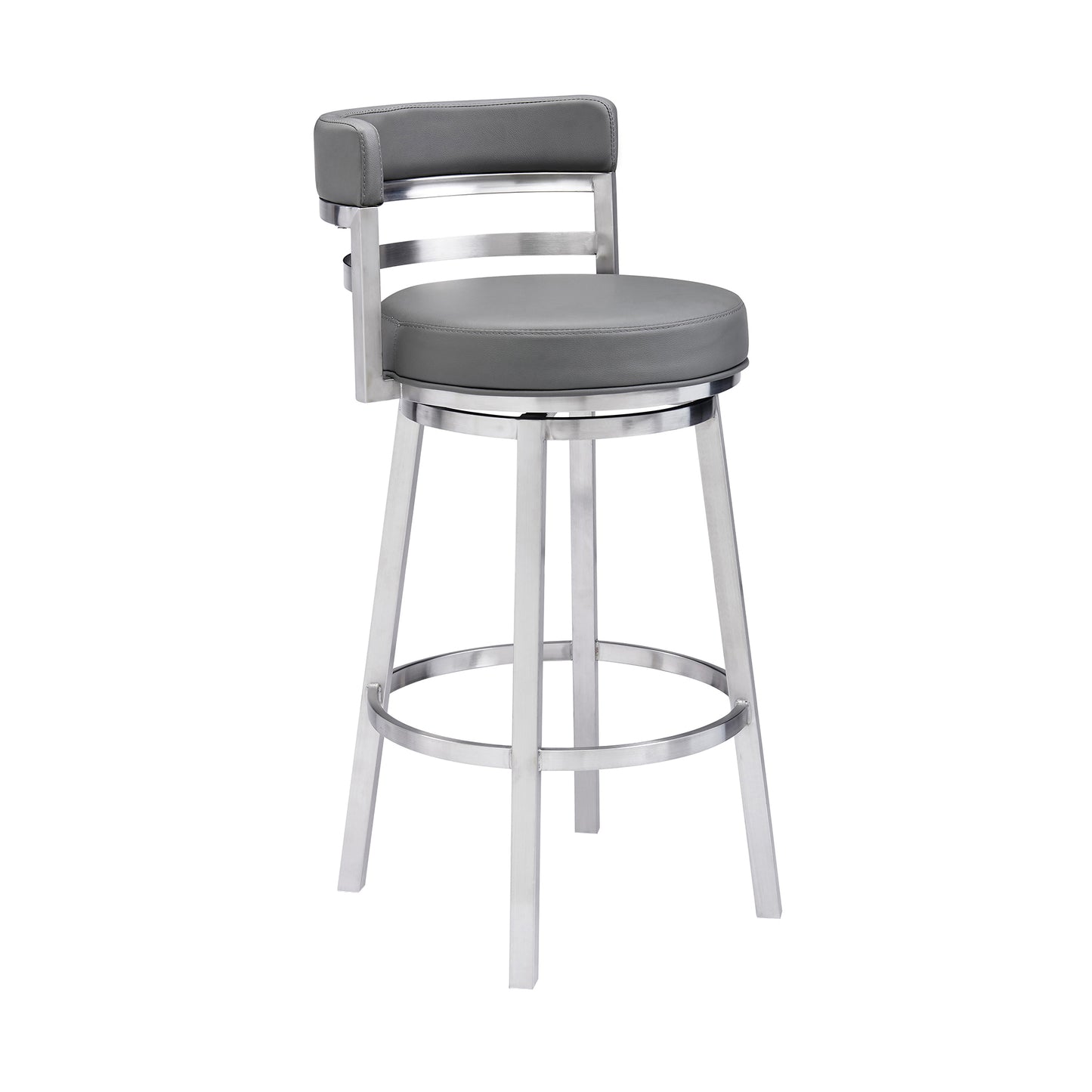 Titana Swivel Faux Leather and Brushed Stainless Steel Bar Stool
