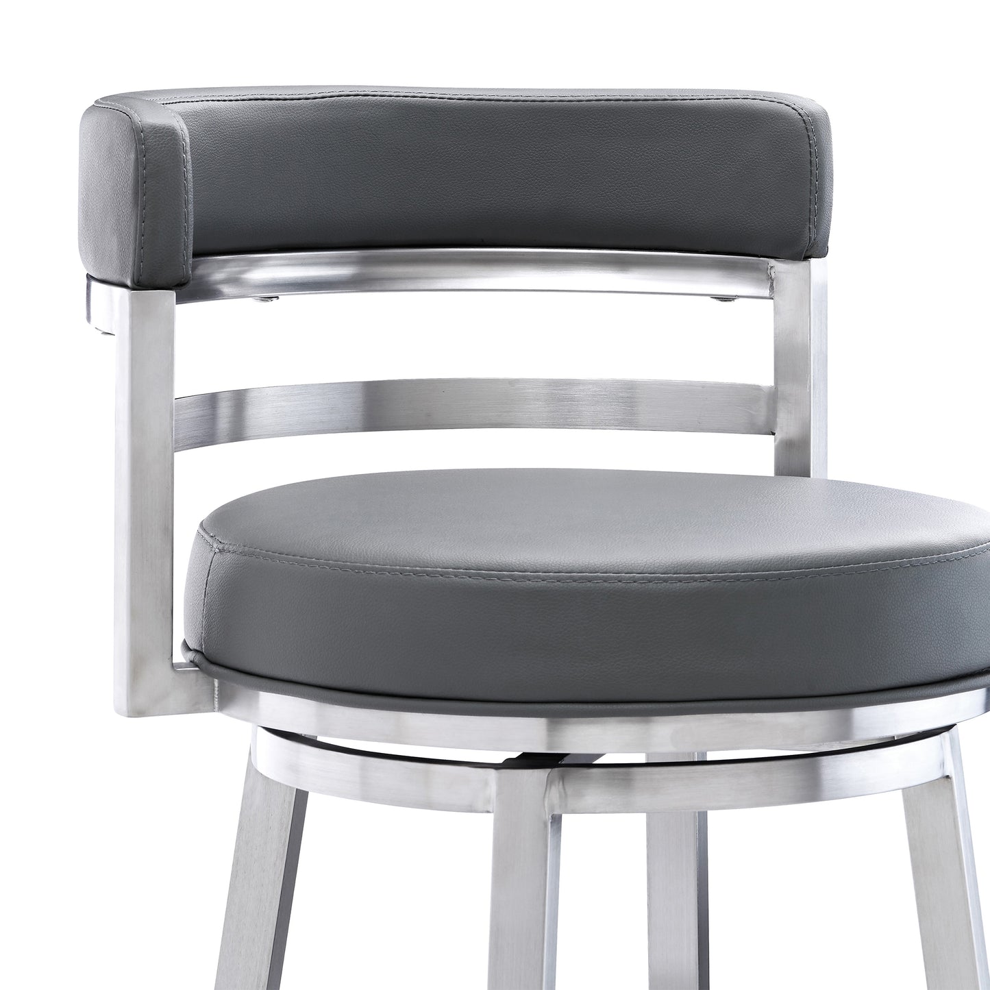 Titana Swivel Faux Leather and Brushed Stainless Steel Bar Stool