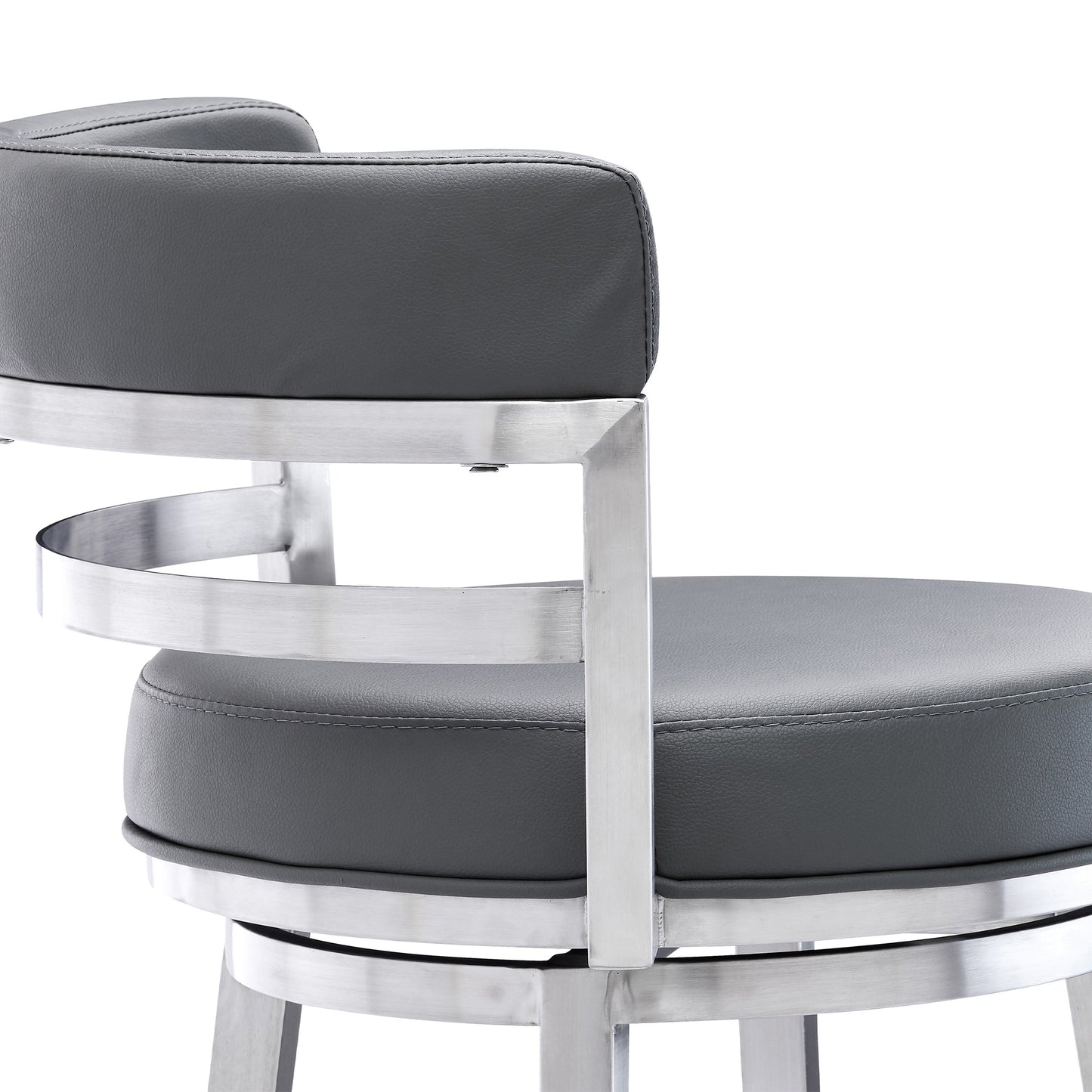 Titana Swivel Faux Leather and Brushed Stainless Steel Bar Stool
