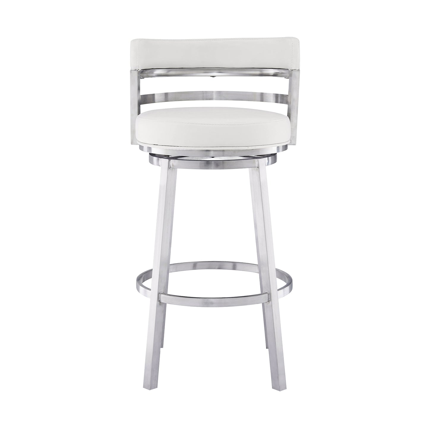 Titana Swivel Faux Leather and Brushed Stainless Steel Bar Stool