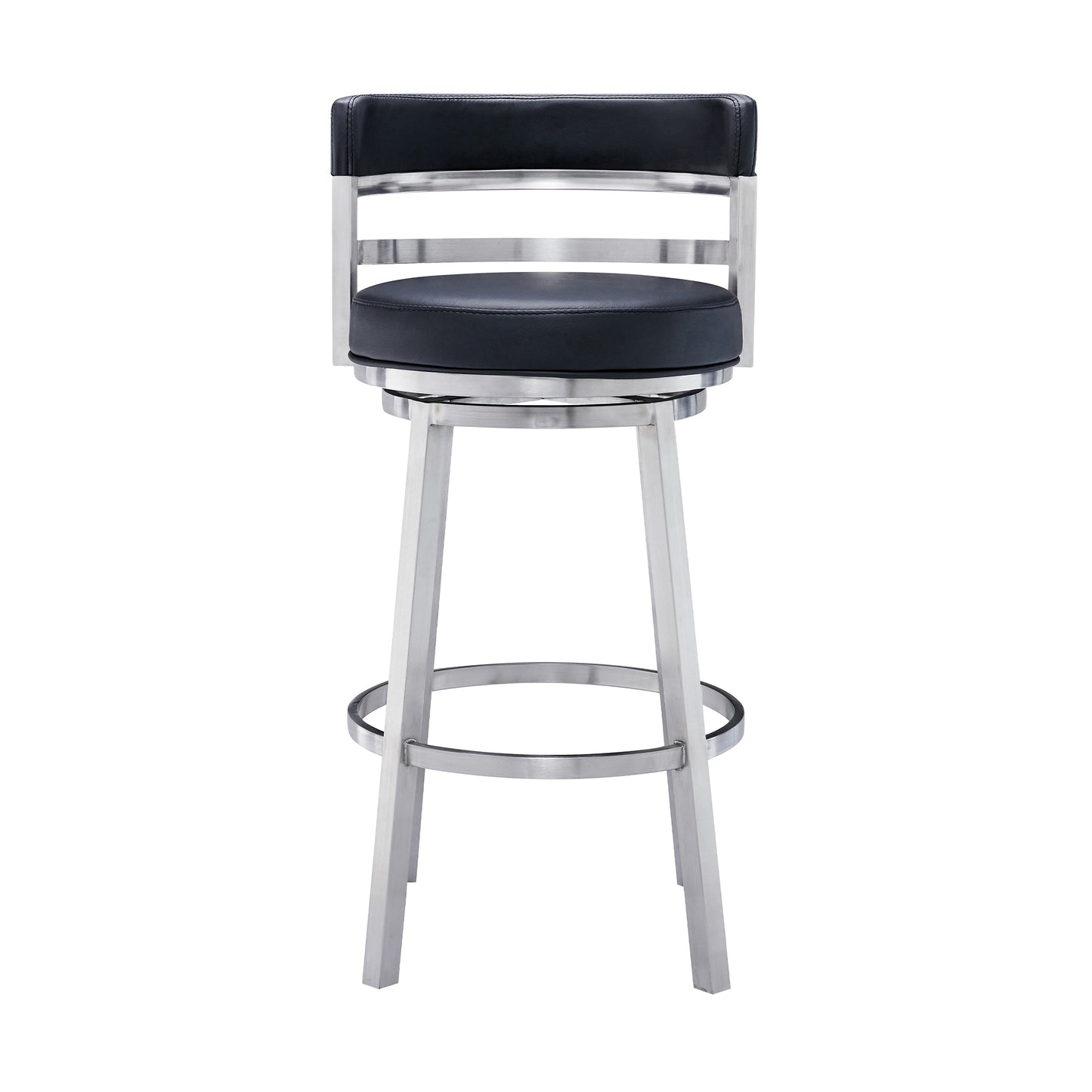 Titana Swivel Faux Leather and Brushed Stainless Steel Bar Stool